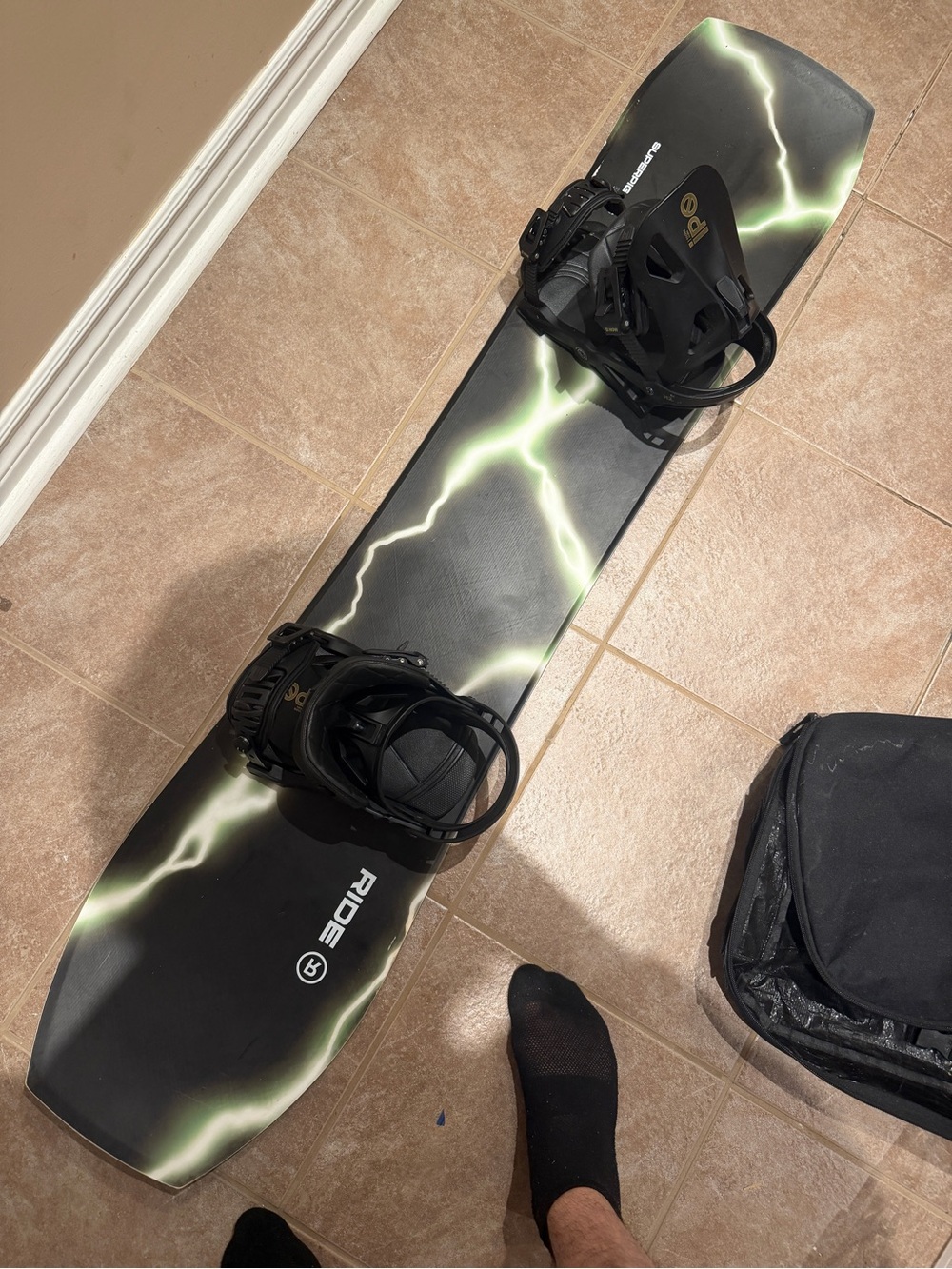 Superpig Snowboard Deck with Neon Lightning Graphic
